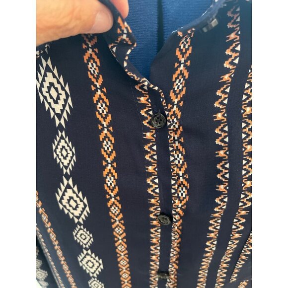 Vintage-Inspired SettleDown 3XL Button-Up Shirt Dress In Geometric Pattern - Picture 6 of 13